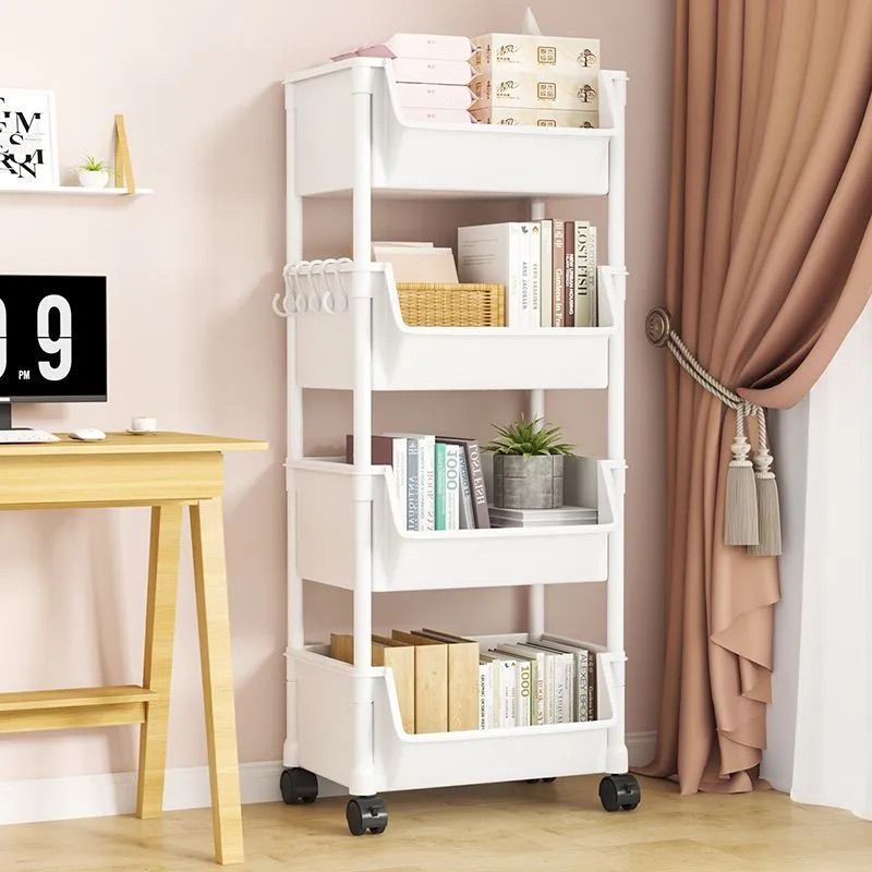 Multi-level floor-standing storage rack for small carts and household use
