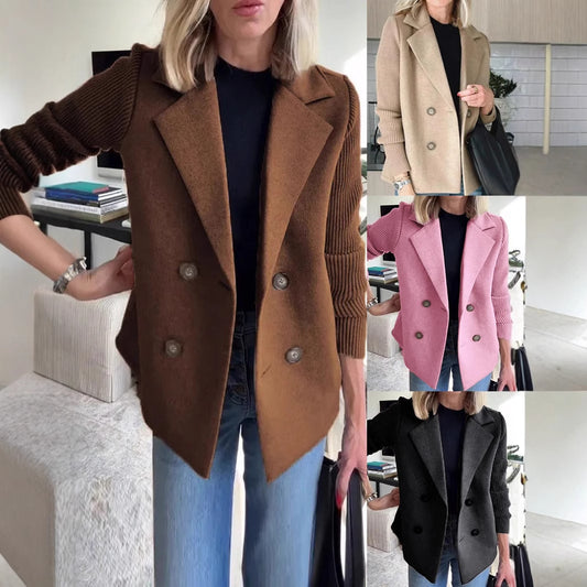 Fashion Elegant Wool Stitching Coat