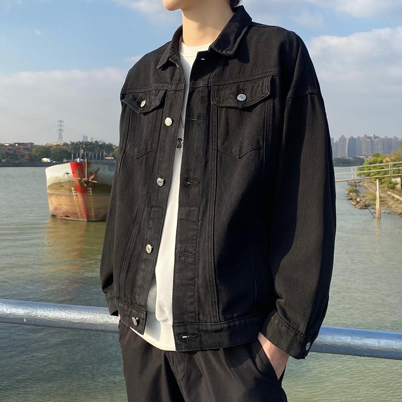 Fashionable Men's Washed Denim Jacket, Loose Fit, Multiple Pockets
