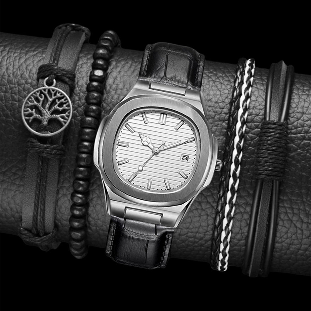 Classic Square Digital Watch with Steel Band