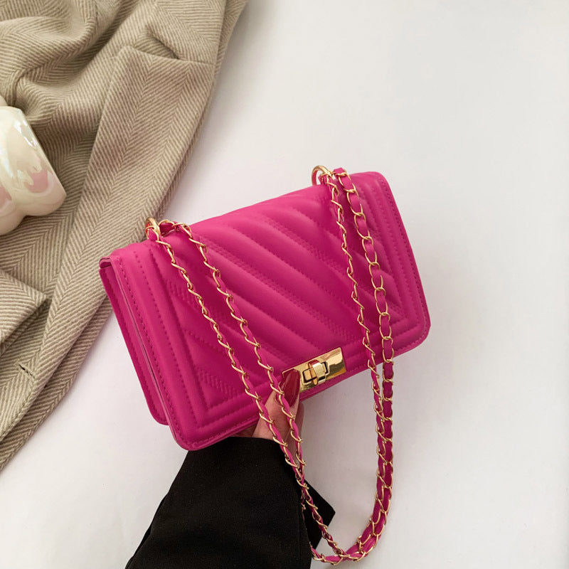 Fashion Simple Elegant Lock Chain Small Bag, Branded Bags