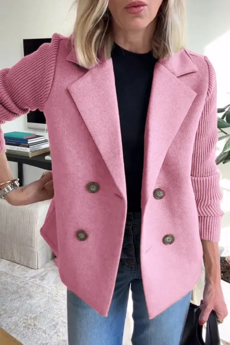Módní elegantní vlněný prošívaný kabát 