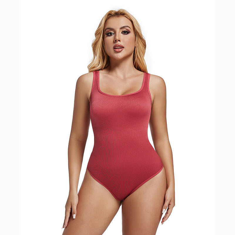 Seamless shaping and waist-reducing one-piece garment