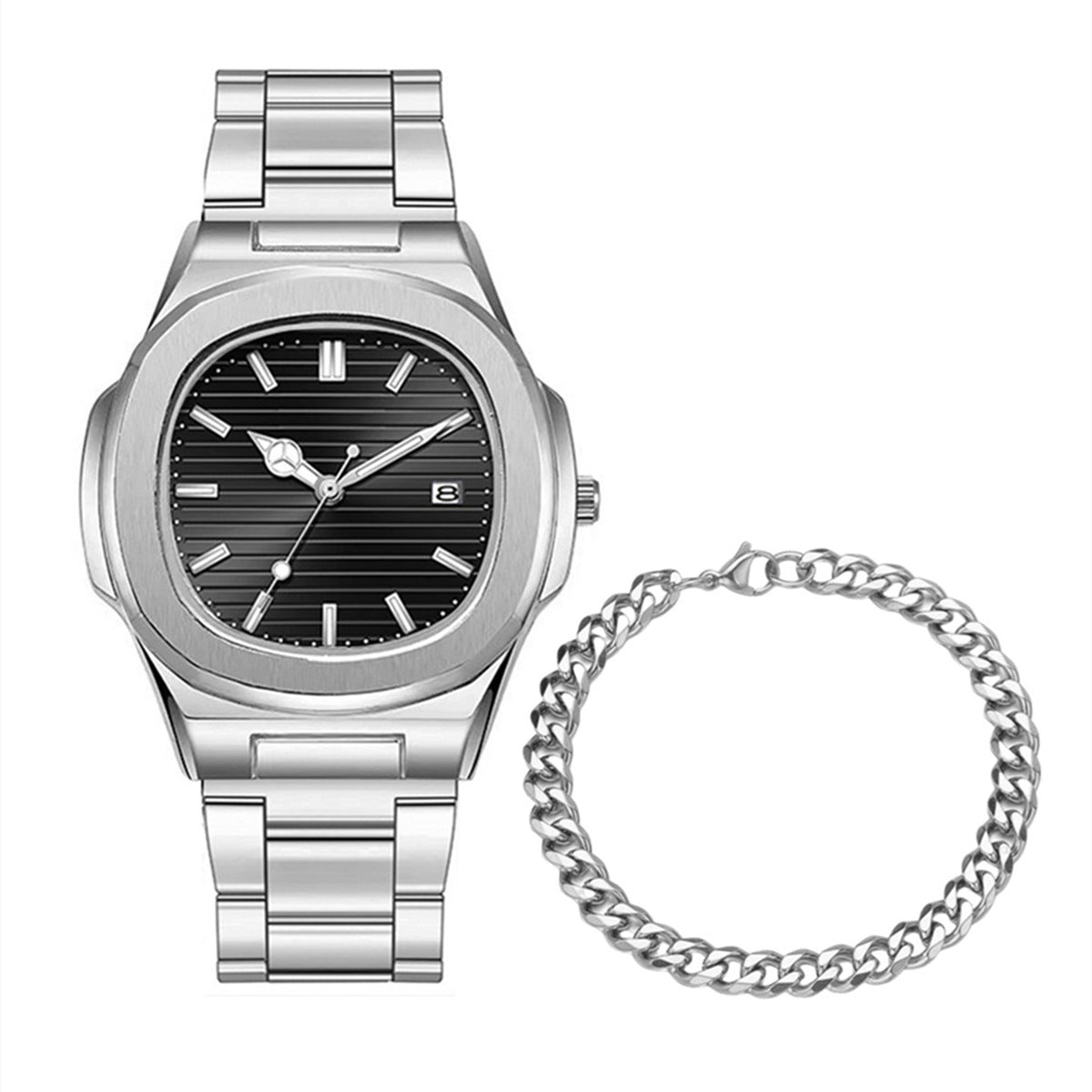Classic Square Digital Watch with Steel Band