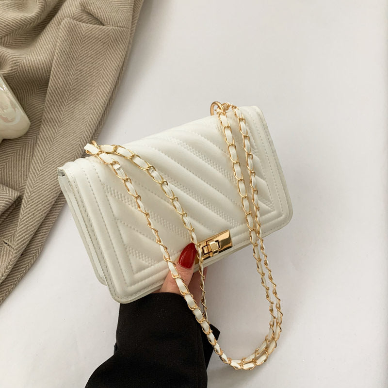 Fashion Simple Elegant Lock Chain Small Bag, Branded Bags