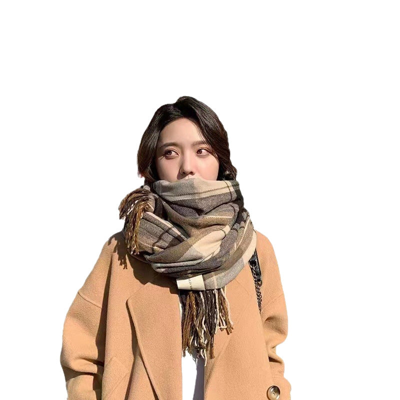 Winter Scarf Women's British Grid Design Warm Self-heating