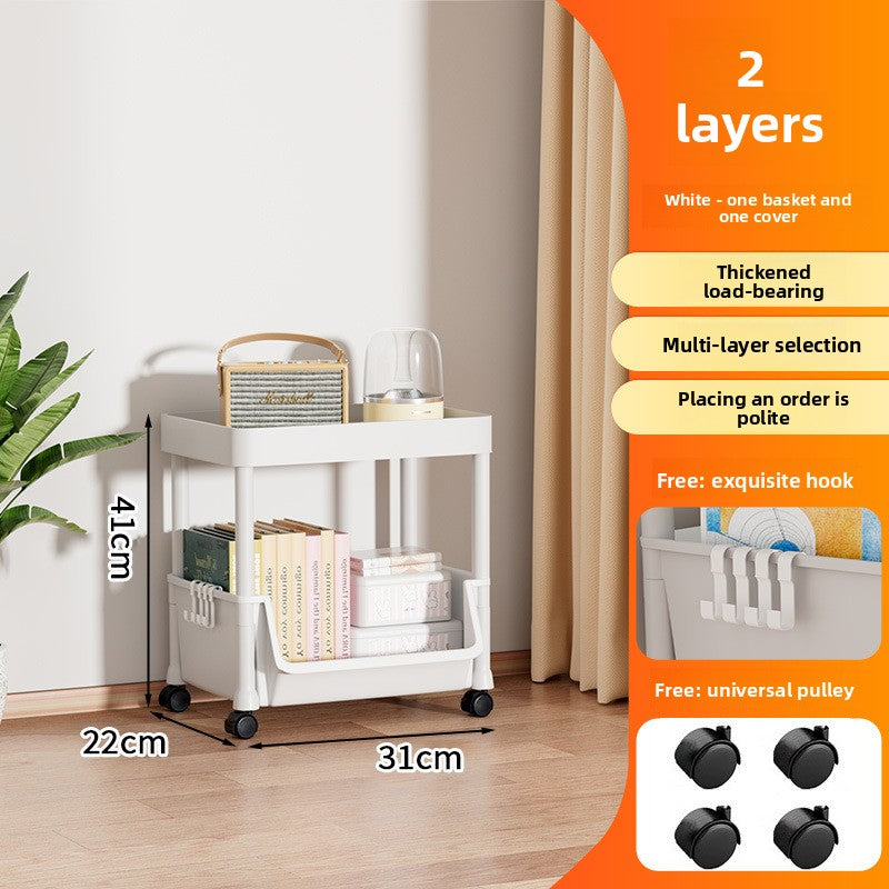 Multi-level floor-standing storage rack for small carts and household use