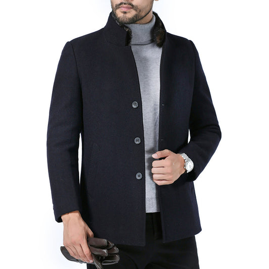 Men's Wool Stand Collar Winter Coat