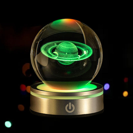 3D Inner Carved Crystal Ball with Color-Changing LED Light