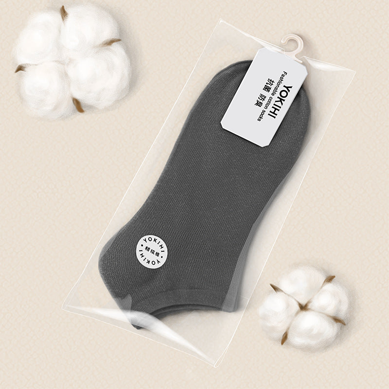 All-cotton men's spring and summer short boat socks