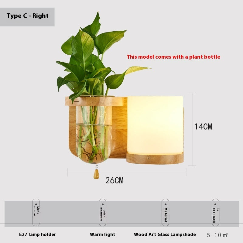 Simple Wooden Wall Lamp Bedroom Bedside Lamp