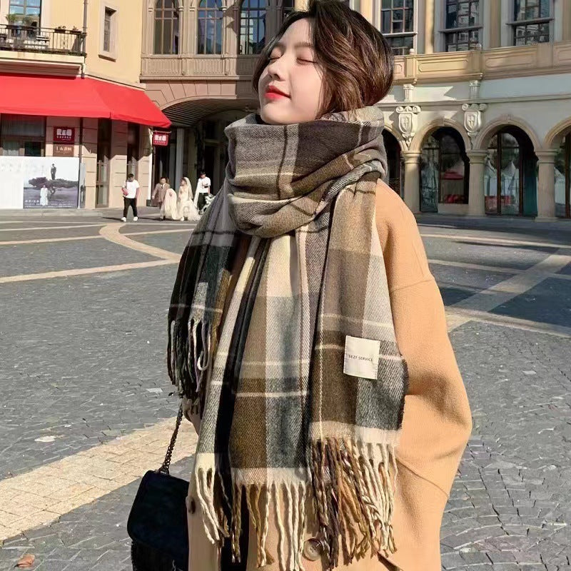 Winter Scarf Women's British Grid Design Warm Self-heating