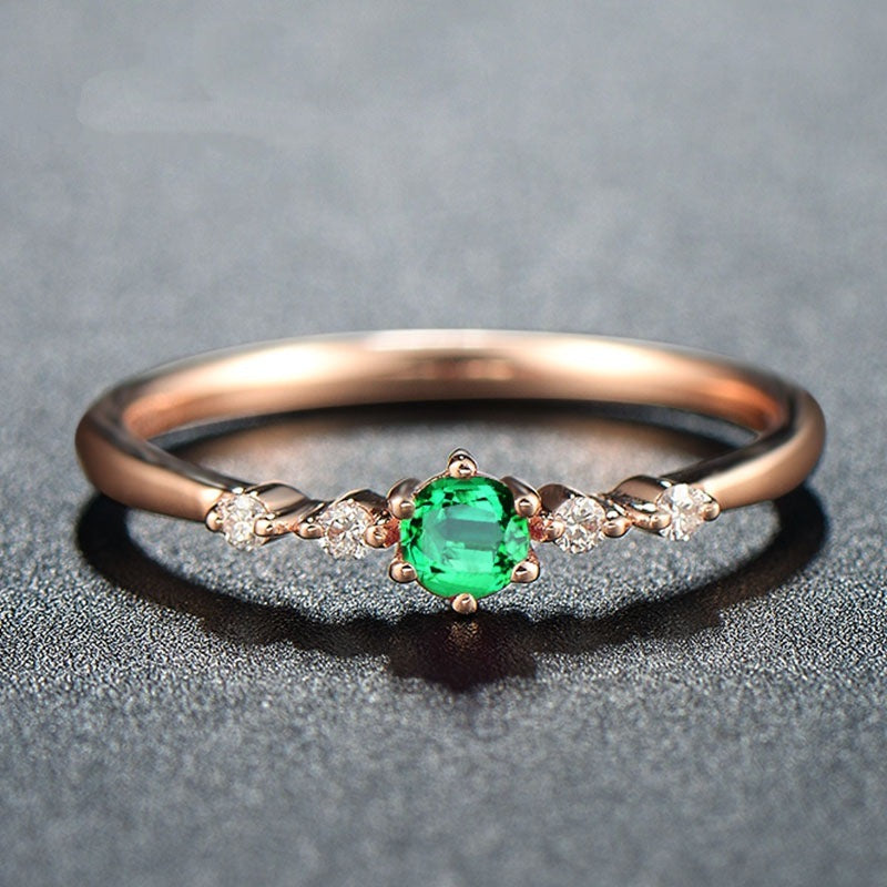 Emerald Plated 18K Rose Gold Ring