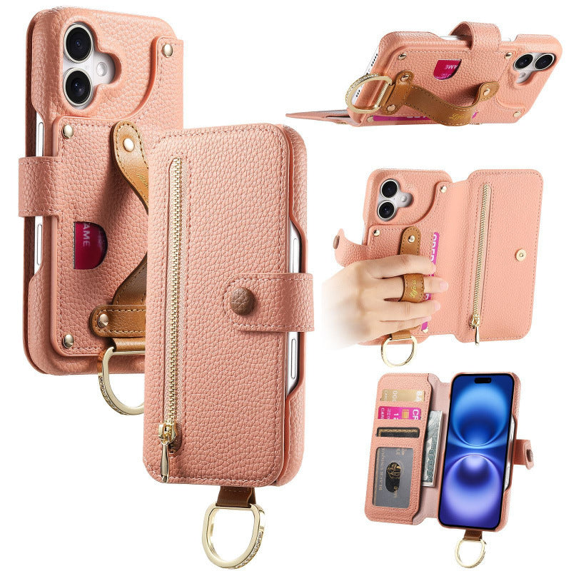 Lychee Pattern Stick-On Flip Phone Case