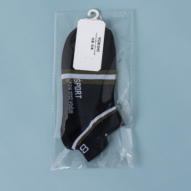 All-cotton men's spring and summer short boat socks