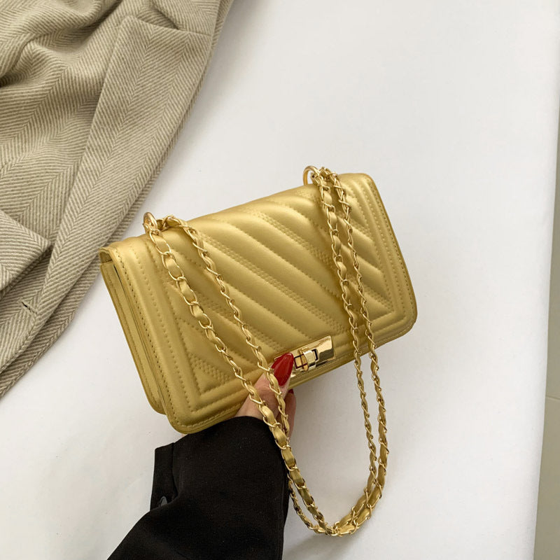 Fashion Simple Elegant Lock Chain Small Bag, Branded Bags