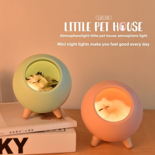 A cartoon cat bed atmosphere night light for girls