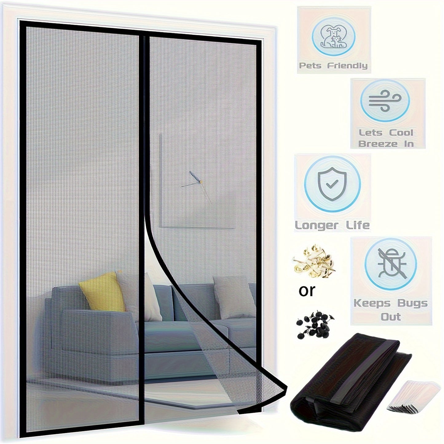 Magnetic Mesh Door Curtain with Anti-Mosquito Design