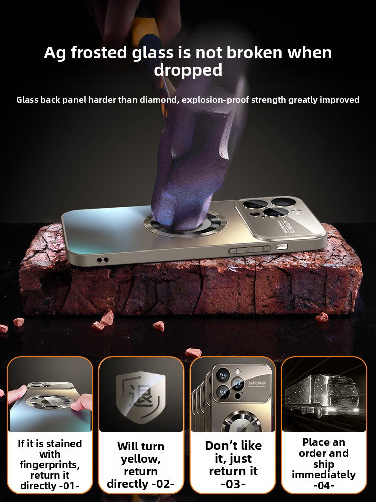 Sandblasted glass magnetic phone case iphone 17