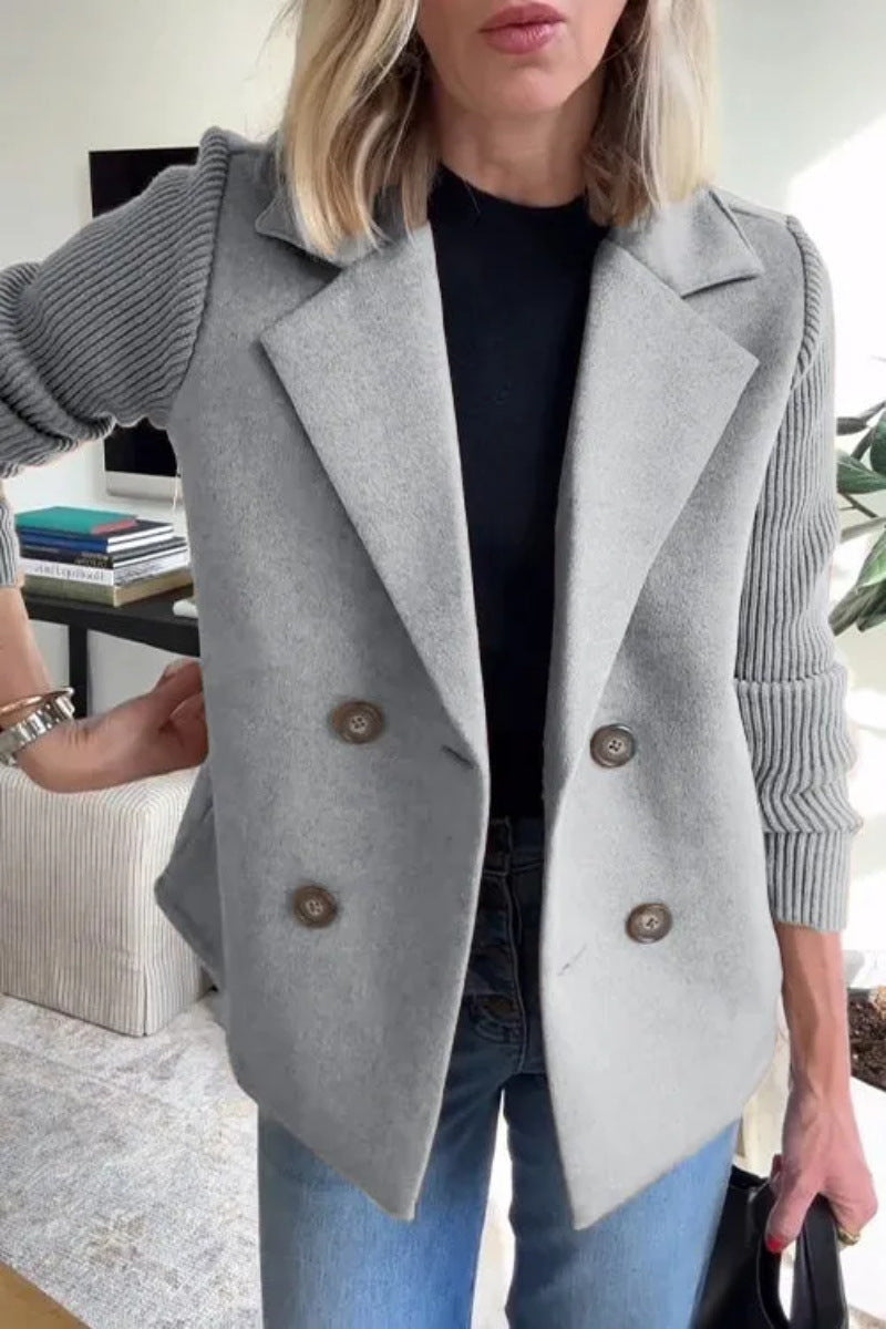 Módní elegantní vlněný prošívaný kabát 