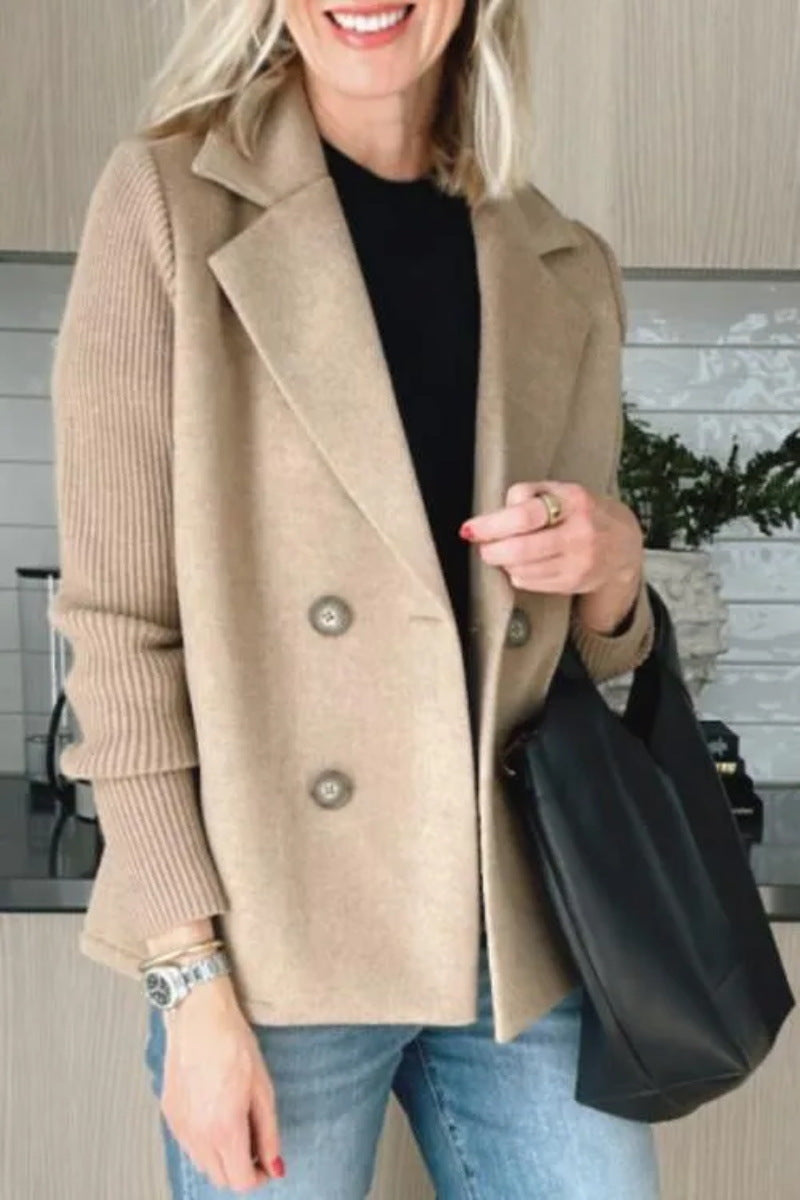 Módní elegantní vlněný prošívaný kabát 