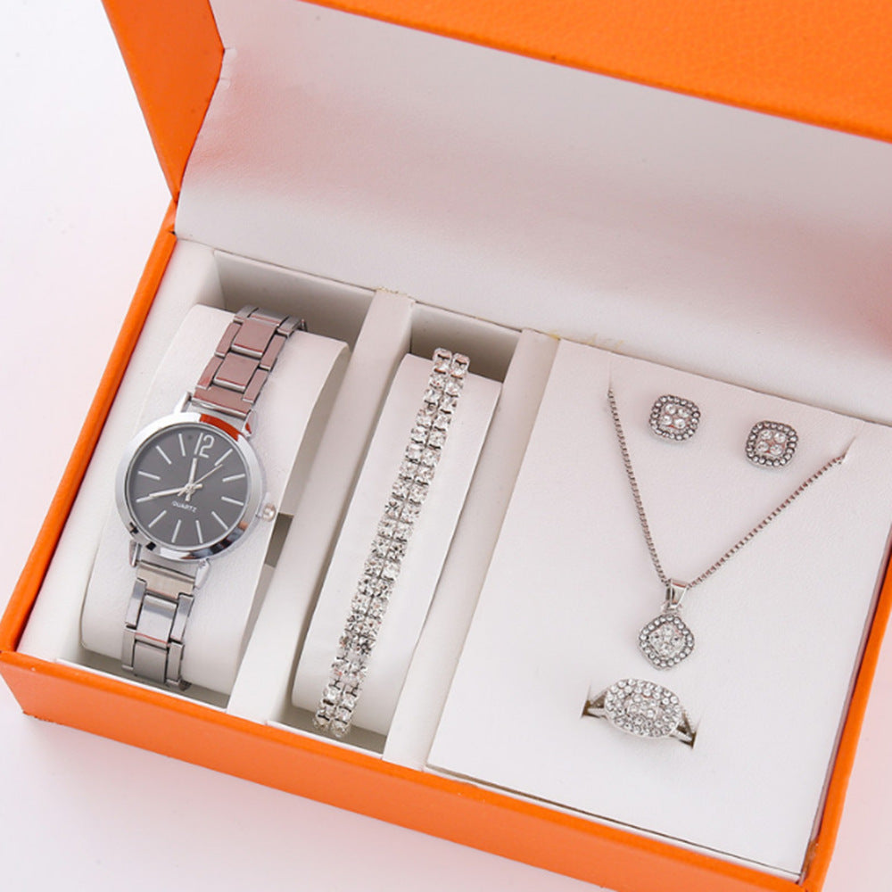 Gold steel band quartz bracelet watch