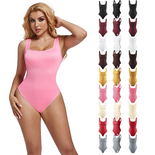 Seamless shaping and waist-reducing one-piece garment