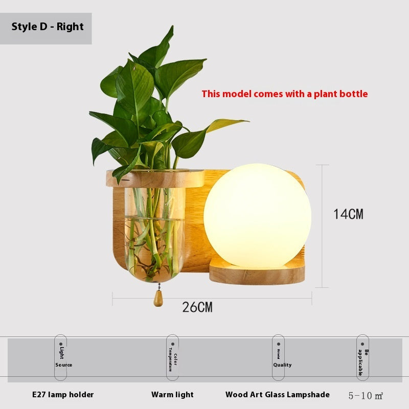 Simple Wooden Wall Lamp Bedroom Bedside Lamp