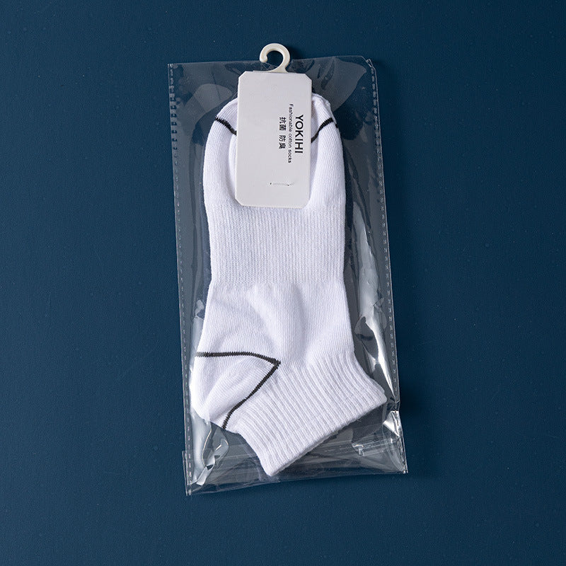 All-cotton men's spring and summer short boat socks