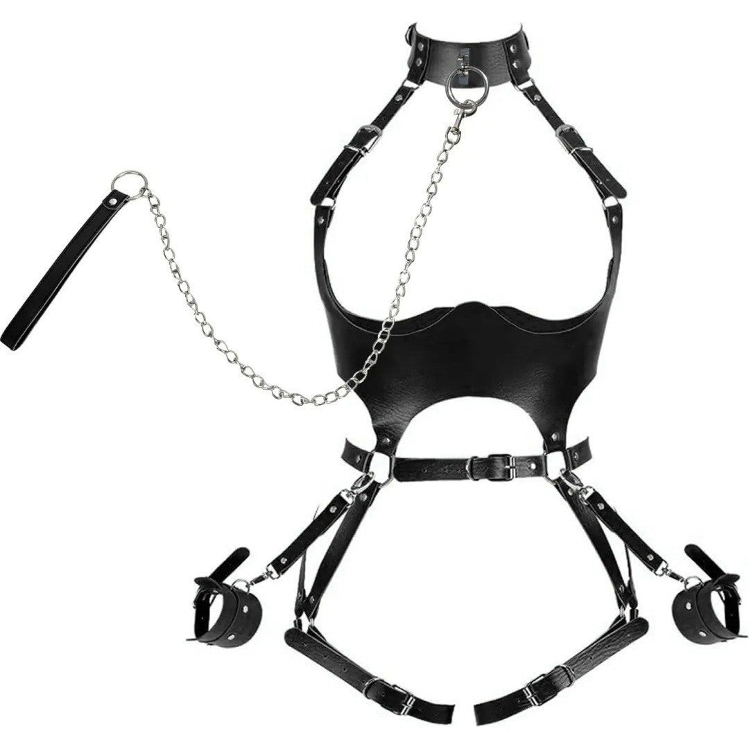 Adjustable PU Leather Lingerie Set for Couples