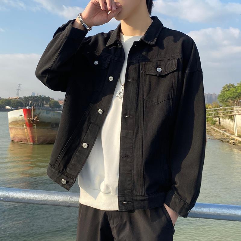 Fashionable Men's Washed Denim Jacket, Loose Fit, Multiple Pockets