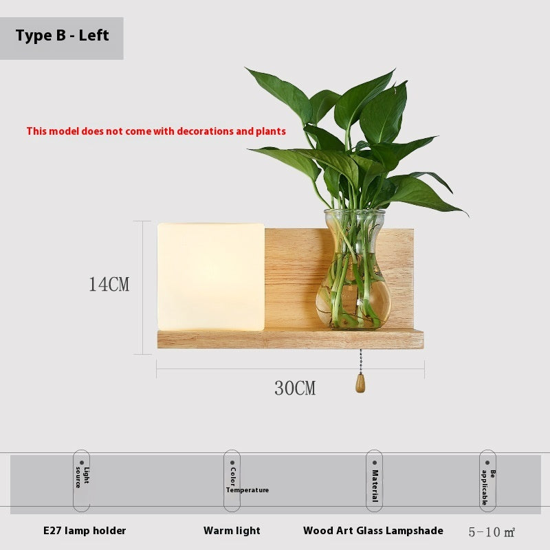 Simple Wooden Wall Lamp Bedroom Bedside Lamp