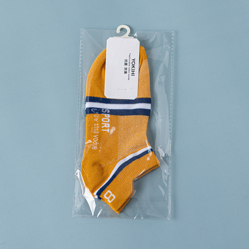 All-cotton men's spring and summer short boat socks