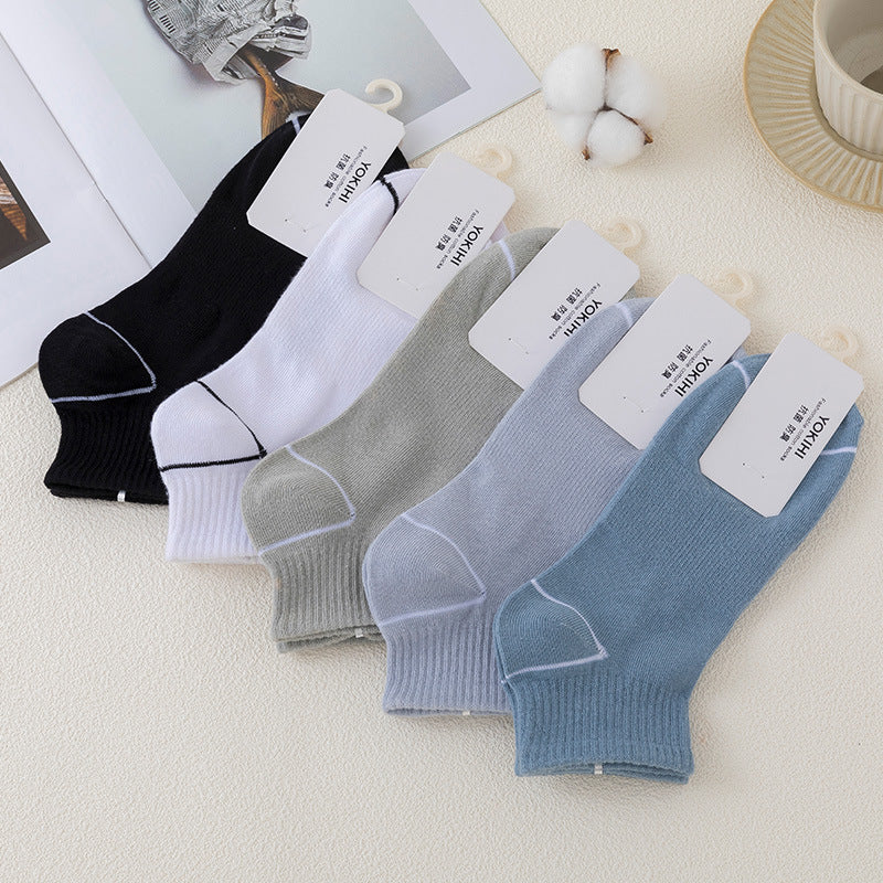 All-cotton men's spring and summer short boat socks