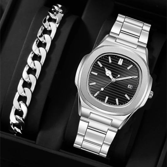 Classic Square Digital Watch with Steel Band