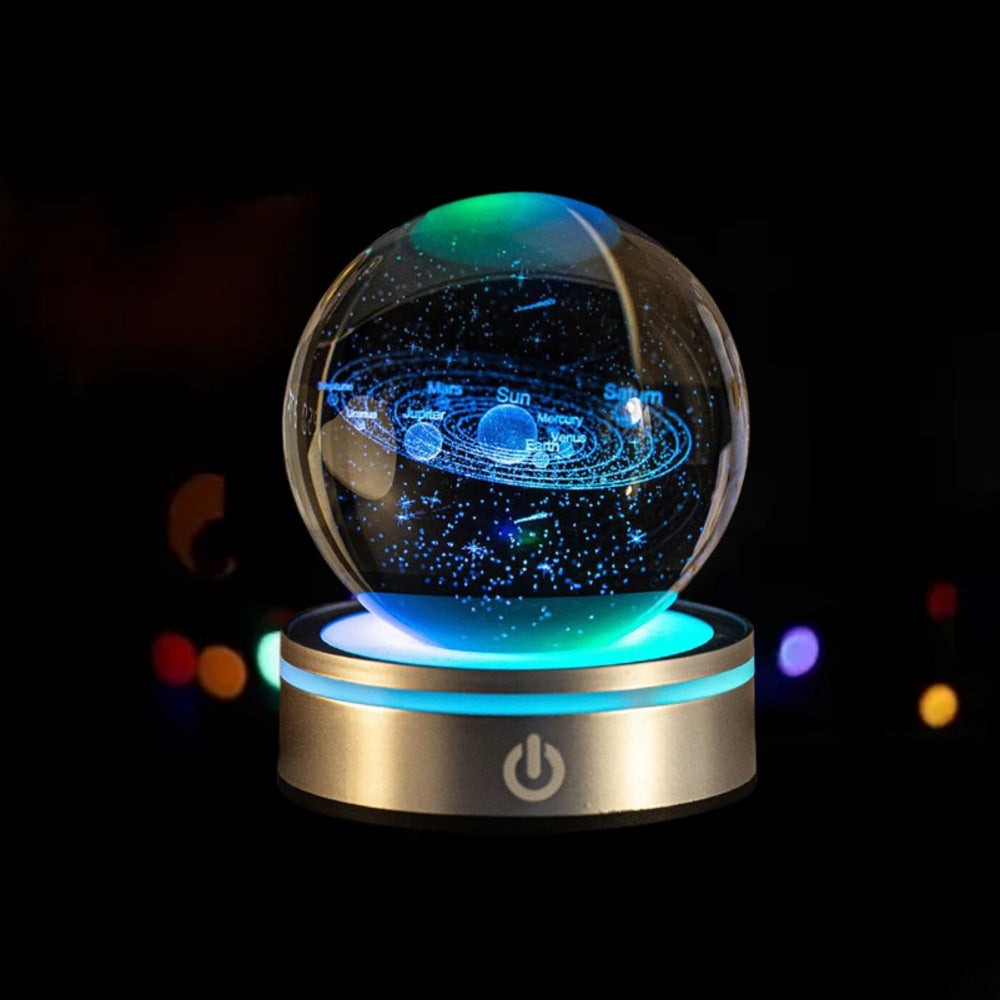 3D Inner Carved Crystal Ball with Color-Changing LED Light