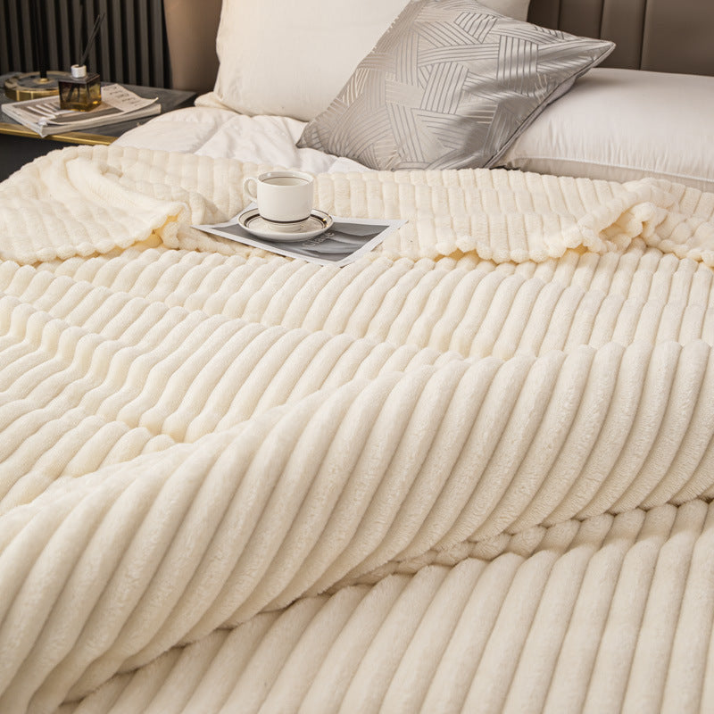 Soft Flannel Rabbit Fur Imitation Blanket