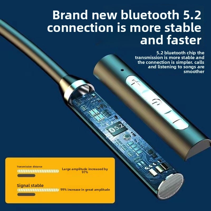 Neckband Bluetooth Headset with Noise Cancellation, Waterproof, Long Battery Life