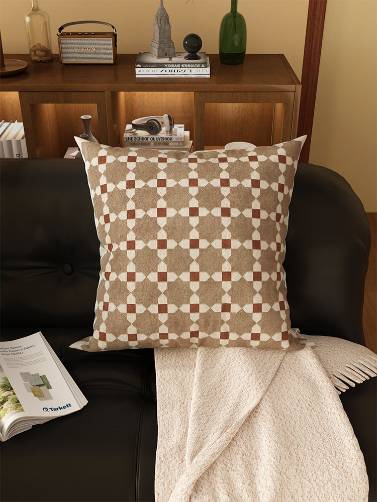 Retro Plaid Sofa Pillow Cushion, Home / Office Decor