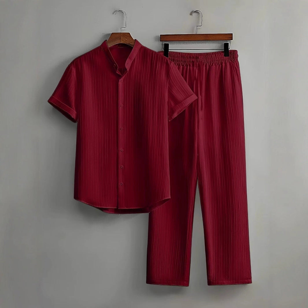 Men's casual short-sleeved suit set (two pieces)