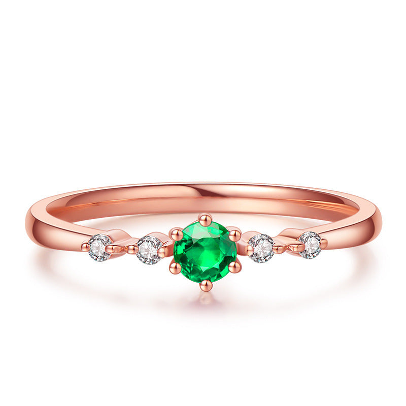 Emerald Plated 18K Rose Gold Ring