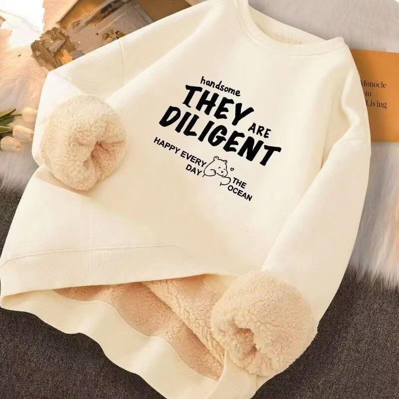 Men's round-neck long-sleeved fleece hoodie