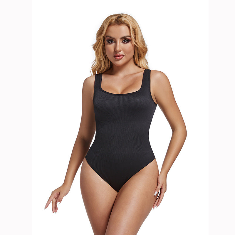 Seamless shaping and waist-reducing one-piece garment