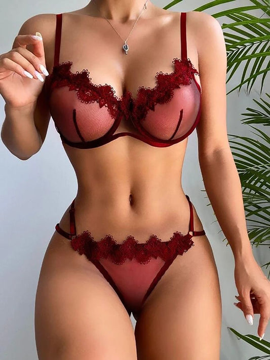 Net fabric see-through lace pajamas