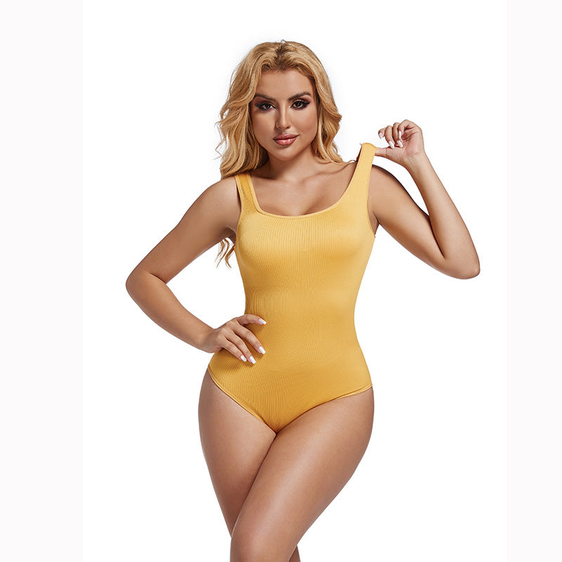 Seamless shaping and waist-reducing one-piece garment