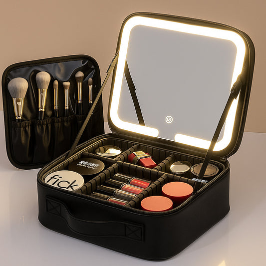 Portable LED Vanity Bag ? Travel Makeup Organizer with Mirror
