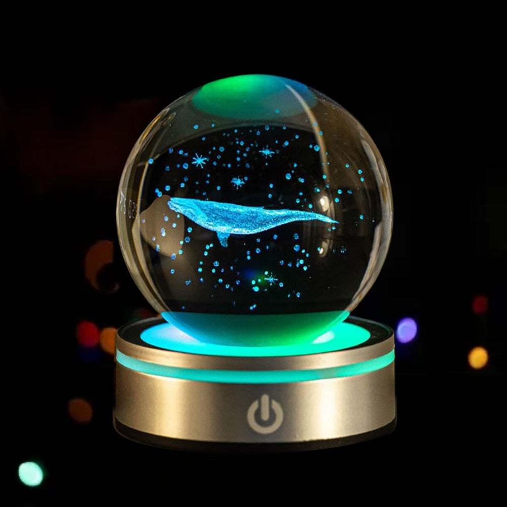 3D Inner Carved Crystal Ball with Color-Changing LED Light