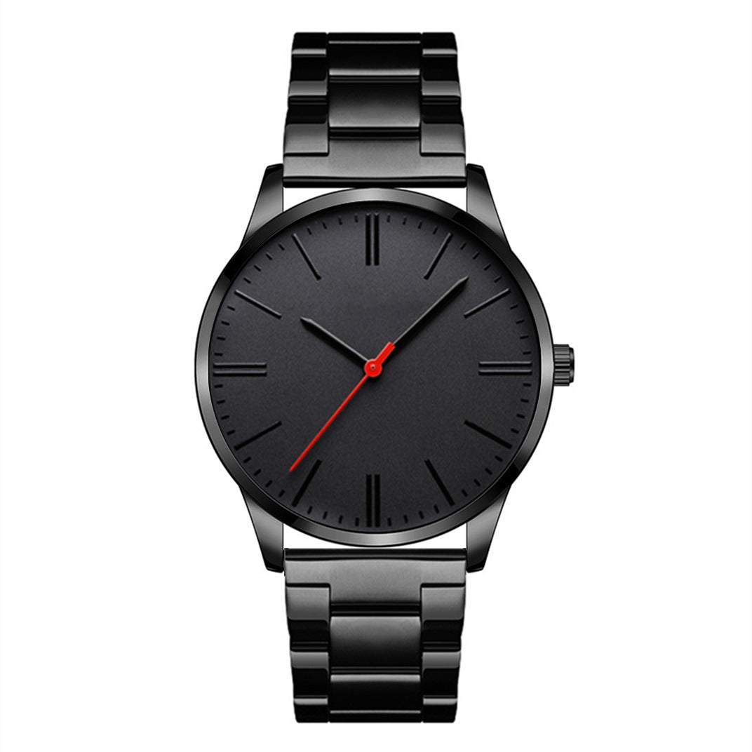 Men's leather strap wrist watch