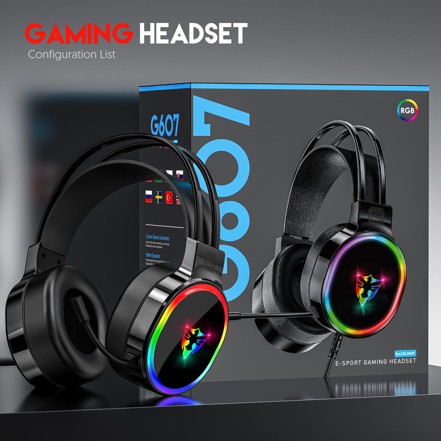 E-sports game headphones with microphone
