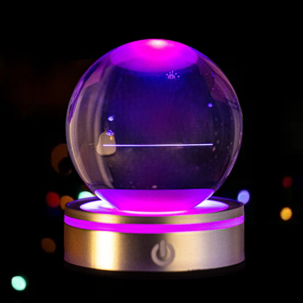 3D Inner Carved Crystal Ball with Color-Changing LED Light